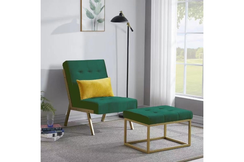 Picture of HAYTON Velvet Lounge Chair with Ottoman (Green)