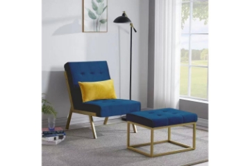 Picture of HAYTON Velvet Lounge Chair with Ottoman (Blue)