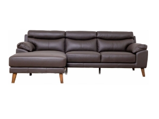 Picture of ANVIL 100% Genuine Leather Sectional Sofa  (Dark Brown) - Chaise Facing Left