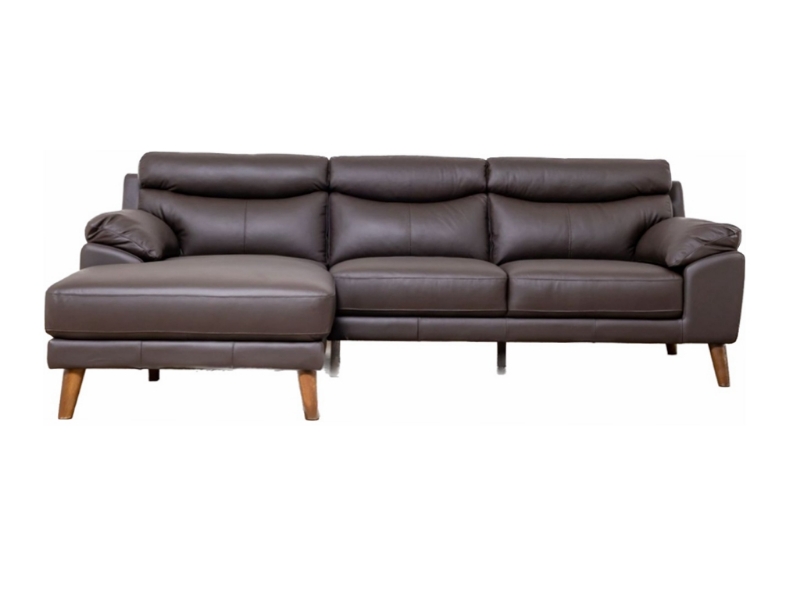 Picture of ANVIL 100% Leather Sectional Sofa  (Dark Brown) - Chaise Facing Left