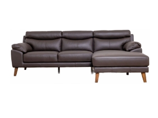 Picture of ANVIL 100% Leather Sectional Sofa  (Dark Brown) - Chaise Facing Right