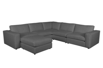 Picture of HOKIO Feather Filled Modular Corner Sofa With Ottoman (Gray)