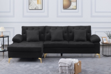 Picture of GOLDSTONE Velvet Sectional Sofa (Black)