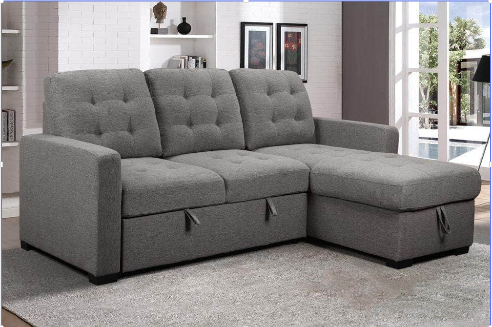 WInstone Reversible Sectional Sofa with PullOut Bed (Grey)iFurniture