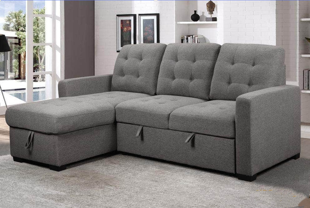 WInstone Reversible Sectional Sofa with Pull-Out Bed (Grey)-iFurniture ...