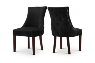 Picture of FRANKLIN Velvet Dining Chair with Solid Rubber Wood Legs (Black) - 2 Chairs in 1 Carton