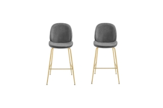 Picture of MILAN Velvet Barstool (Grey) - 2 Chairs in 1 Carton