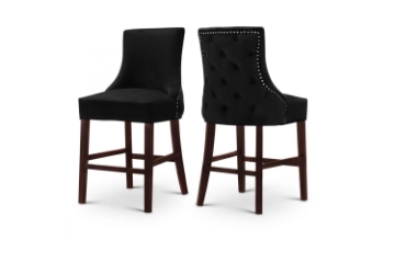 Picture of 【Pack of 2】FRANKLIN Velvet Counter Chair Solid Rubber Wood Legs (Black)