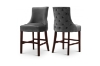 Picture of FRANKLIN Velvet Counter Chair Solid Rubber Wood Legs (Dark Grey)