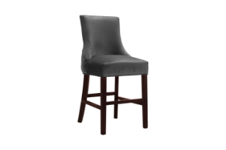 Picture of FRANKLIN Velvet Counter Chair Solid Rubber Wood Legs (Dark Grey) - 2 Chairs in 1 Carton