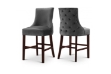 Picture of 【Pack of 2】FRANKLIN Velvet Counter Chair Solid Rubber Wood Legs (Dark Grey)