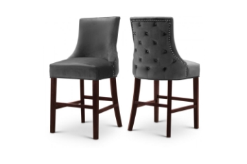 Picture of 【Pack of 2】FRANKLIN Velvet Counter Chair Solid Rubber Wood Legs (Dark Grey)