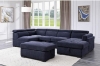 Picture of MARLOWE U-Shape Fabric Pull-Out Sectional Sofa Bed with Storage Ottoman (Blue)