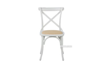Picture of ALBION Solid Beech Wood Cross Back Dining Chair with Rattan Seat (White)