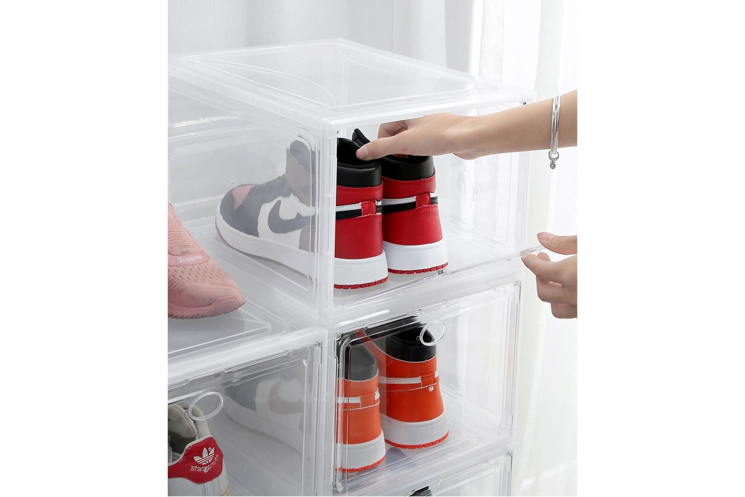 MONOLA Hard Shell Large Size Stackable Shoe Storage Box (Set of 3 ...