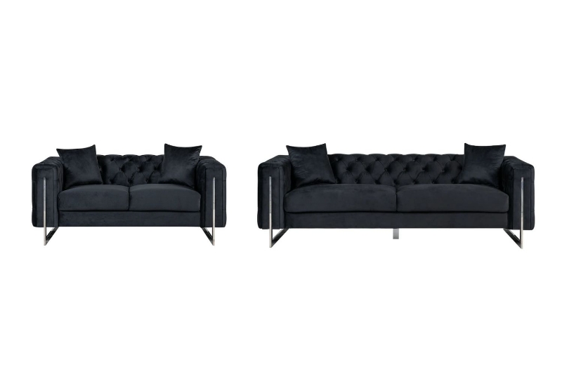 Picture of ASTRA Velvet Sofa Range (Black) - Loveseat+Sofa Set
