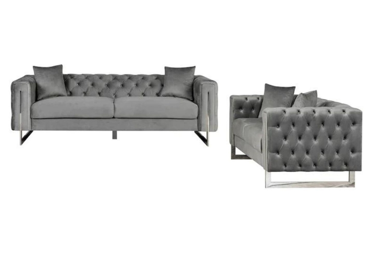Picture of ASTRA Velvet Sofa Range (Grey) - Loveseat+Sofa Set	