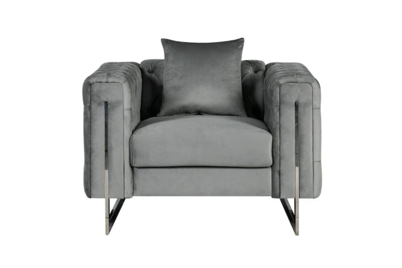 Picture of ASTRA Velvet Sofa Range (Grey) - 1 Seater (Armchair)