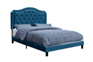Picture of Helen Velvet Bed Frame (Blue) - Queen