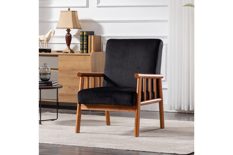 BARNHOUSE Velvet Armchair (Black)-iFurniture-The largest furniture