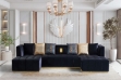 Picture of HALOTINE U-Shape Velvet Sectional Sofa (Black)