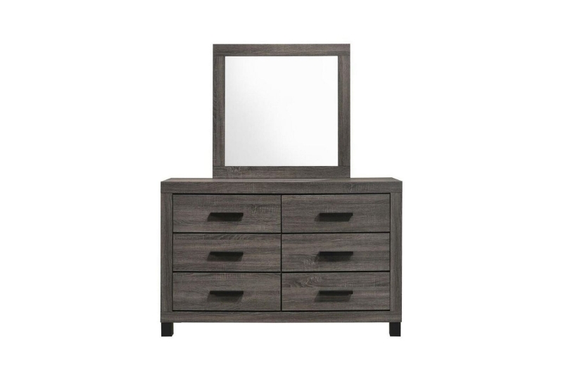 GLYNDON 6 Drawer Dresser with Mirror Grey