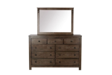Picture of HEMSWORTH Solid Timber 9-Drawer Dresser With Mirror (Dark Grey)