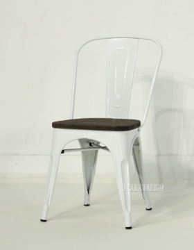 Picture of TOLIX Replica Dining Chair with Rustic Elm Seat - Matte White