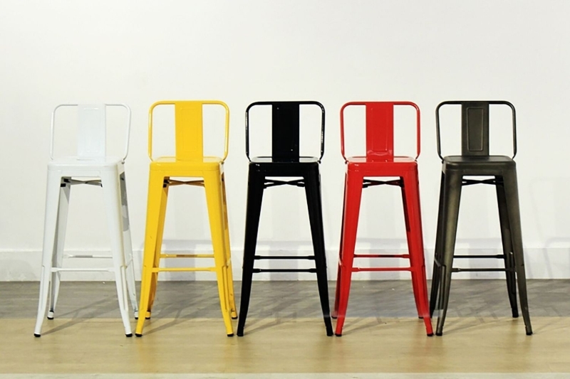 Picture of TOLIX Replica Bar Stool with Back (Seat Height H30")