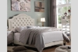 Picture of LATENO 100% Linen Upholstered Bed Frame with Adjustable Headboard in Eastern King Size (Beige)