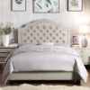 Picture of LATENO 100% Linen Upholstered Bed Frame with Adjustable Headboard in Twin/Queen/Eastern King Size (Beige)