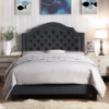 Picture of LATENO 100% Linen Upholstered Bed Frame with Adjustable Headboard (Grey)  - Queen