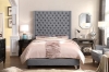 Picture of TAGULAS Button-Tufted Wingback Headboard ONLY in Eastern King Size (Light Grey)