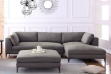 Picture of AMELIE Fabric Sectional Sofa (Dark Grey) - Chaise Facing Right with Ottoman