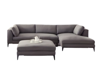 Picture of AMELIE Fabric Sectional Sofa (Dark Grey) - Chaise Facing Right with Ottoman