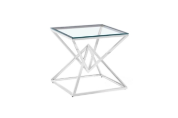 Picture of PYRAMID Clear Glass Top Side Table (Silver)