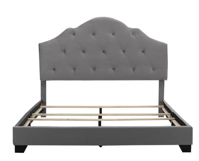 COVE Fabric Upholstery Bed Frame in Double Size (Grey)iFurnitureThe