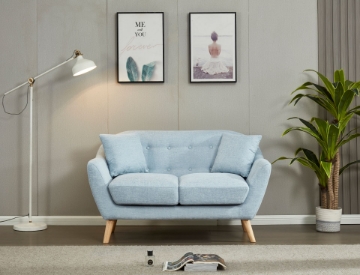 Picture of LUNA Sofa with Pillows (Light Blue) - 2 Seater (Loveseat)