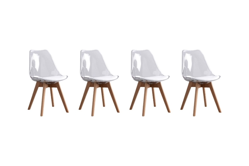 Picture of EFRON Dining Chair with White Cushion (Clear) - 4PC in 1 Carton