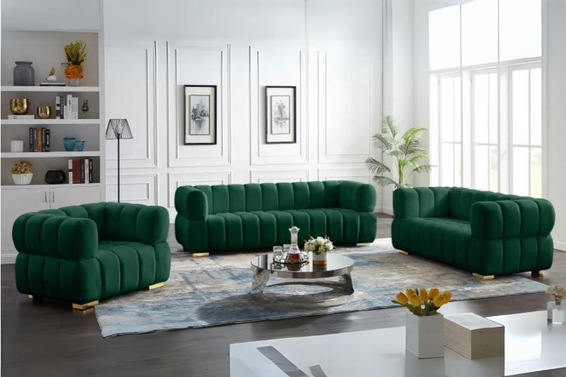 Picture of VEGAS 3+2+1 Chesterfield Velvet Sofa (Green)