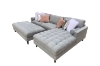 Picture of TASMAN Linen Upholstered Sectional Sofa  (Grey) - Facing Right with Ottoman