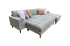 Picture of TASMAN Linen Upholstered Sectional Sofa  (Grey) - Facing Right with Ottoman