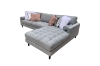 Picture of TASMAN Linen Upholstered Sectional Sofa  (Grey) - Facing Right with Ottoman