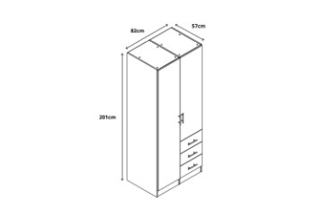 Picture of BESTA Wall Solution Modular Wardrobe - 2 Door 3 Short Drawer (BDE)