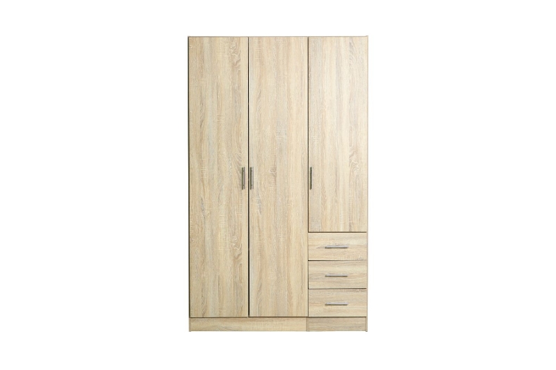 Picture of BESTA 3 DOOR 3 SHORT DRW Wall Solution Modular Wardrobe (BDFG) - Oak Color