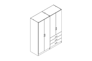 Picture of BESTA 4 DOOR 3 DRAWER Wall Solution Modular Wardrobe (BFGHK) - Oak Color