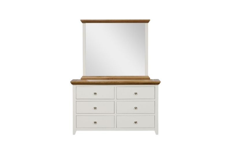 Picture of NOTTINGHAM 6-Drawer Solid Oak Dresser with Mirror (White)