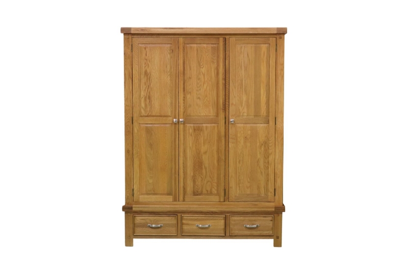 Picture of WESTMINSTER Solid Oak Wood 3-Door and 3-Drawer Wardrobe 