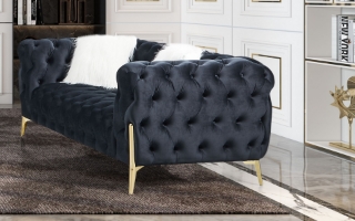 Picture of NORFOLK Button-Tufted Velvet Sofa Range (Black)- 2 Seater (Loveseat)