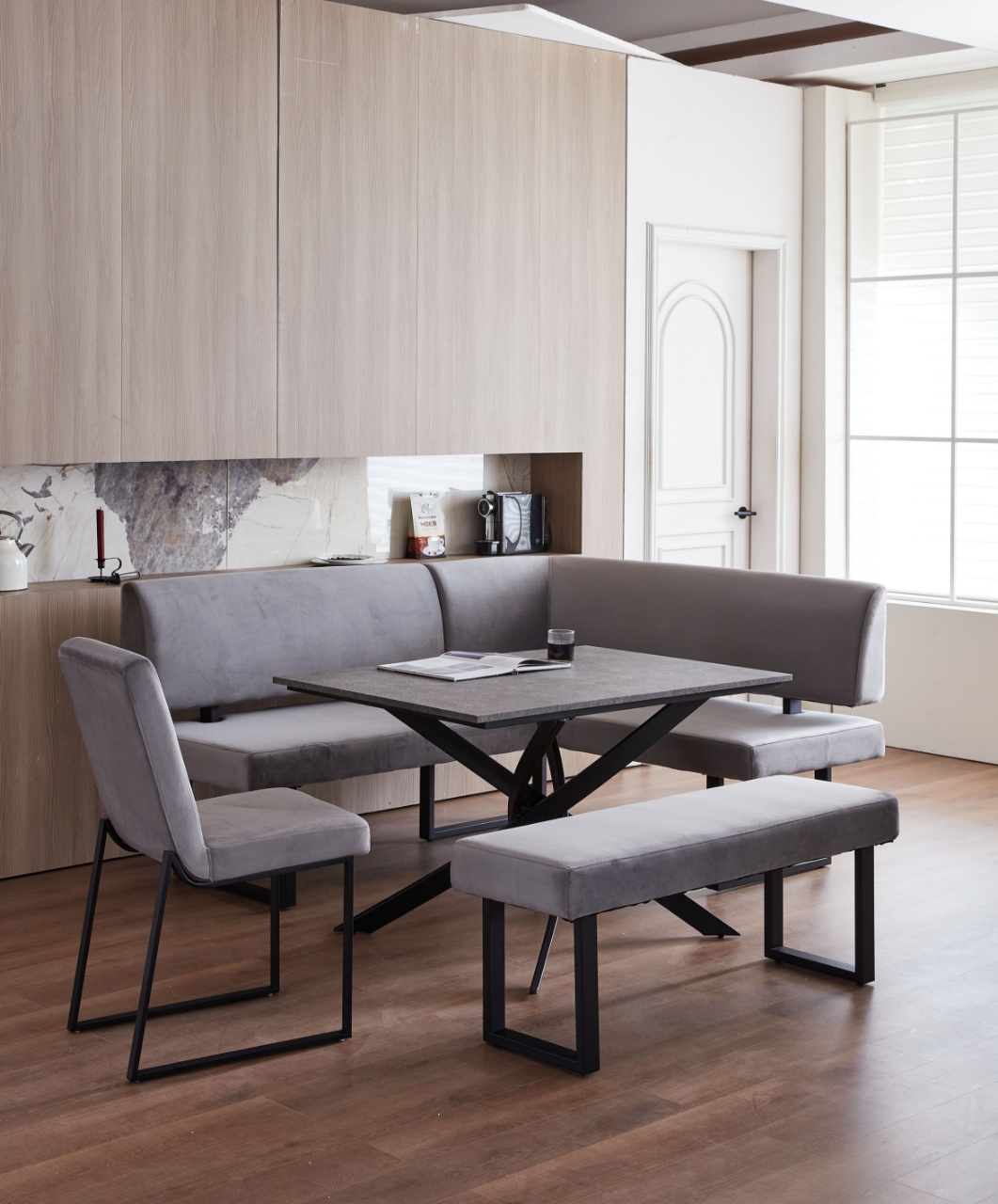 BLAZER 4PC Velvet Dining Set (Grey)-iFurniture-The largest furniture ...